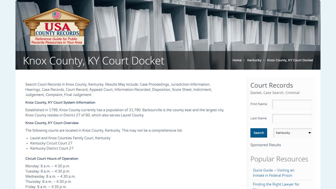 Knox County, KY Court Docket | Name Search