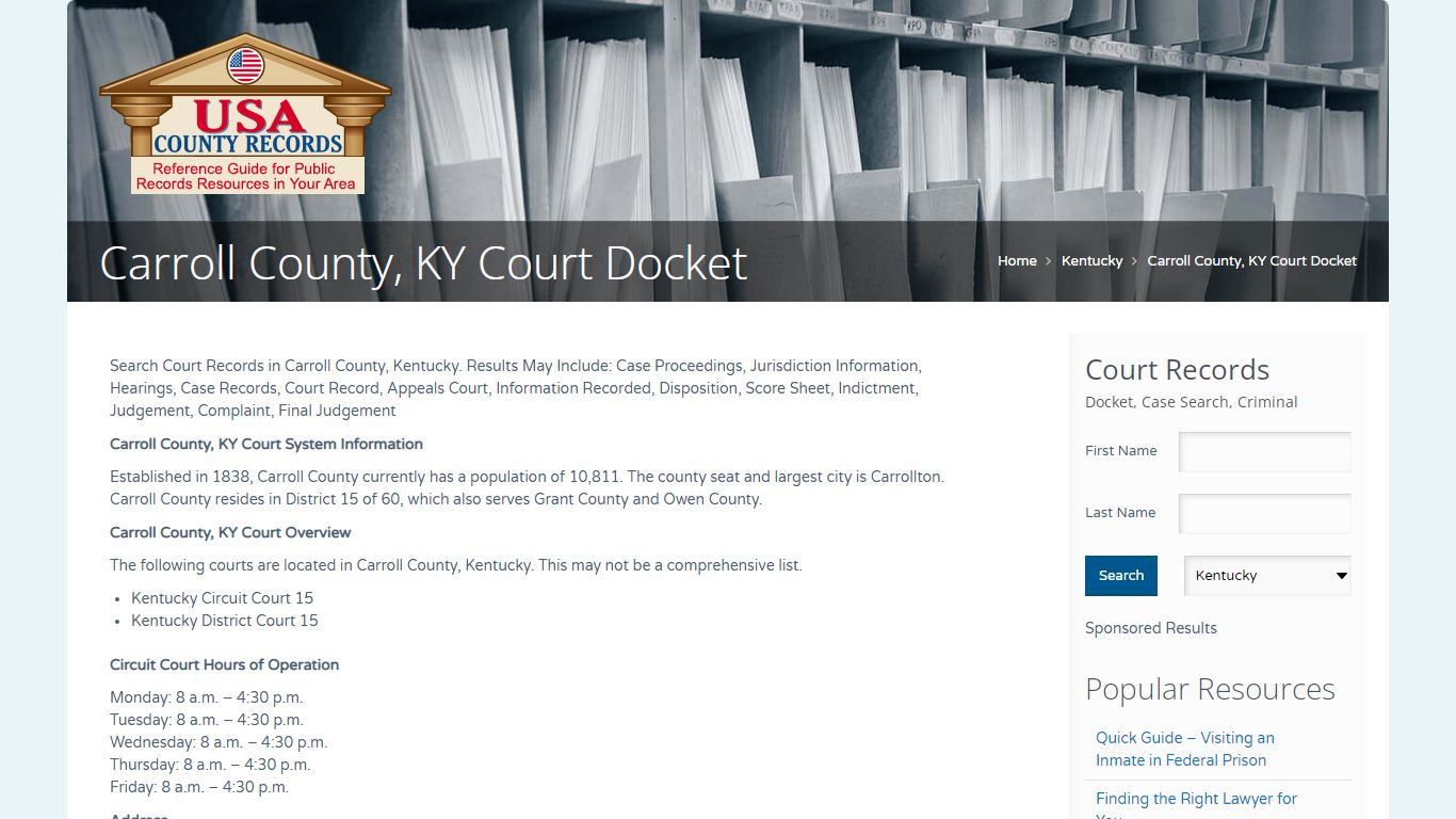 Carroll County, KY Court Docket | Name Search