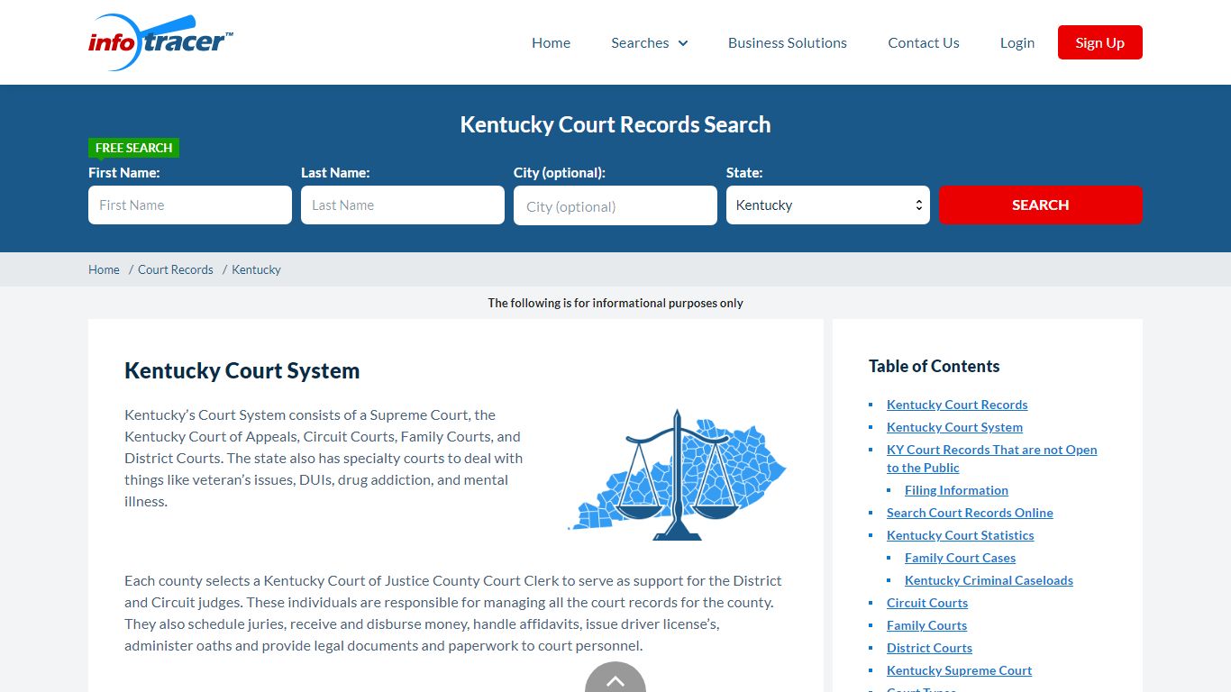 Search Kentucky Court Records By Name Online - InfoTracer